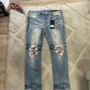 Men's Distressed Blue Jeans